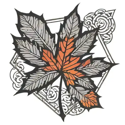 Maple Leaf With Geometric Frame