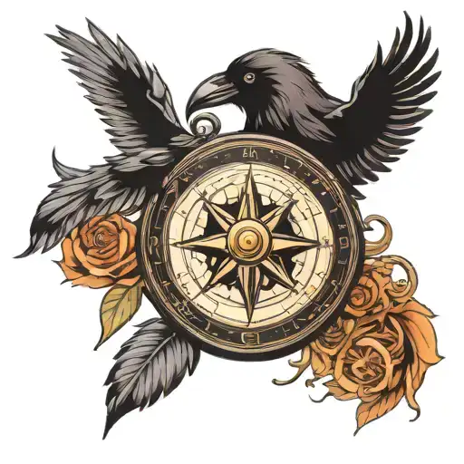Raven With Compass And Times