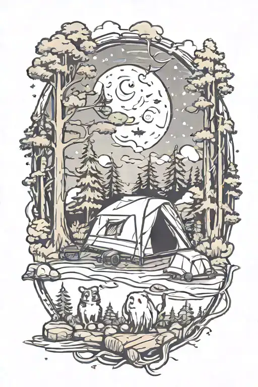 Camping At Night In Forest
