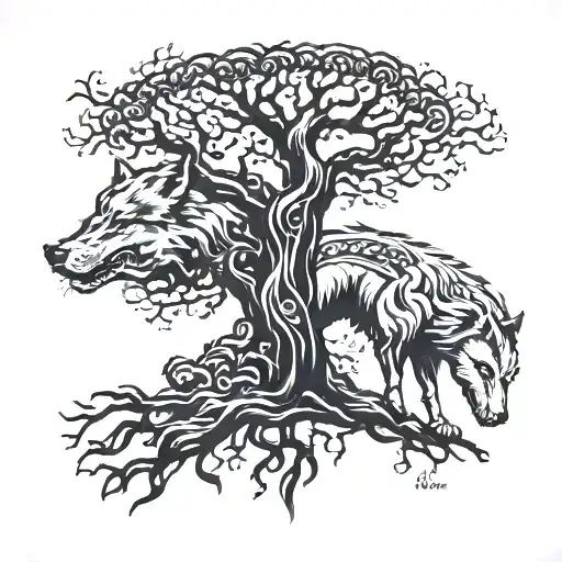 Viking Life Tree Wolf