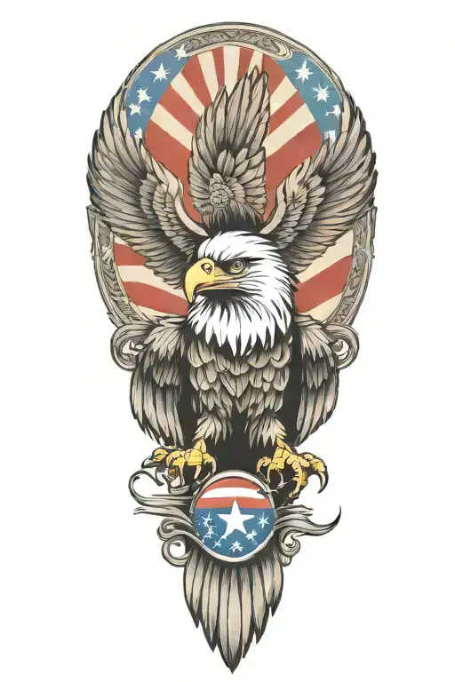 Patriotic Leg Sleeve Tattoo Design Eagle