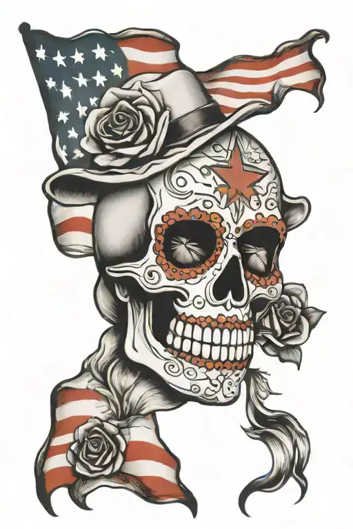 Sugar Skull Patriotic American Flag