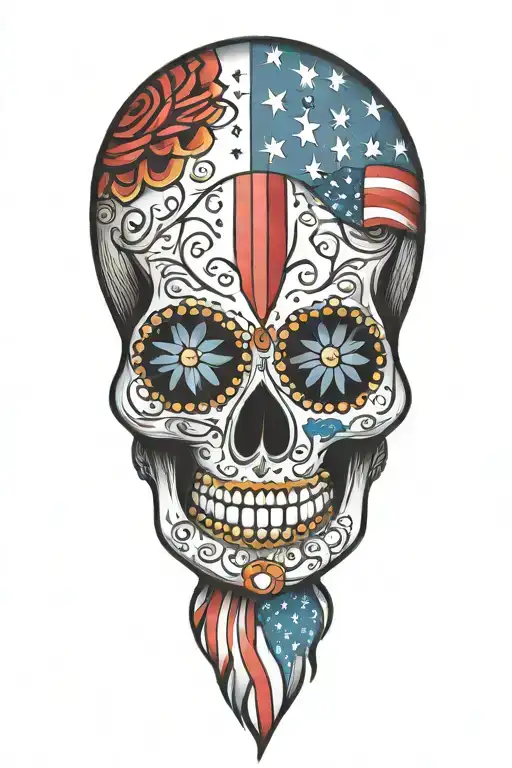 Sugar Skull Patriotic American Flag
