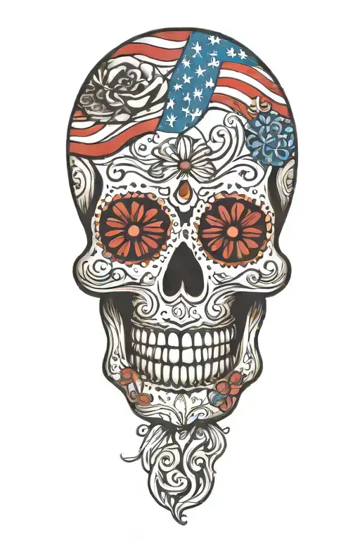 Sugar Skull Patriotic American Flag