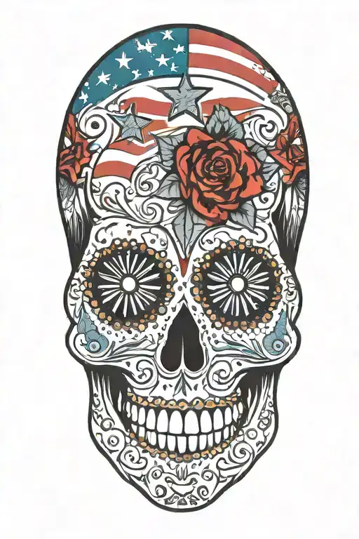 Sugar Skull Patriotic American Flag