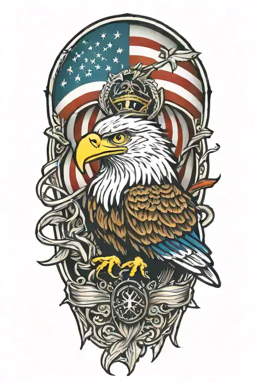 Patriotic Eagle Flag Intertwined