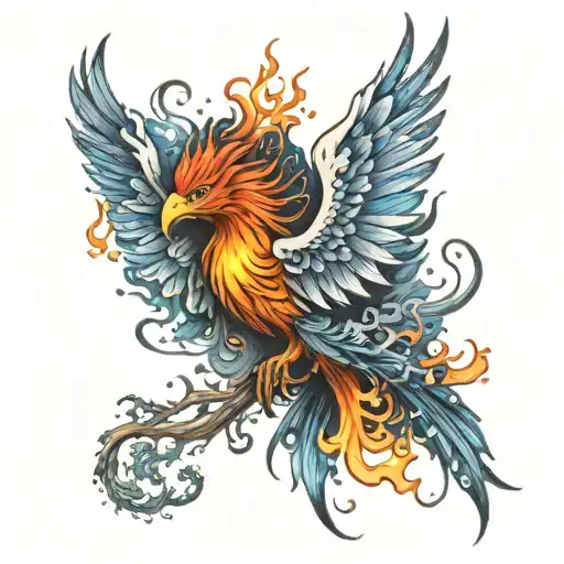 Watercolor Phoenix Rising From The Ashes