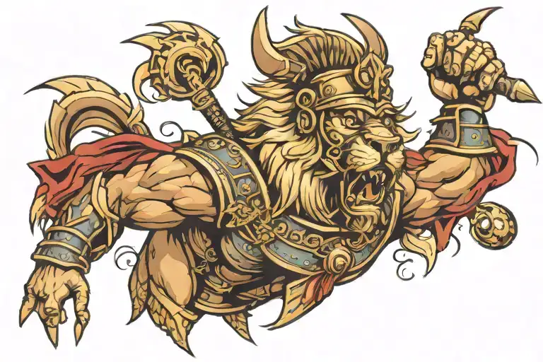 Roman Soldier Anger Lion Face