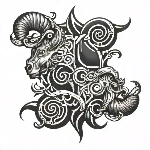 2 Interconnecting Aries Symbols Intertwined