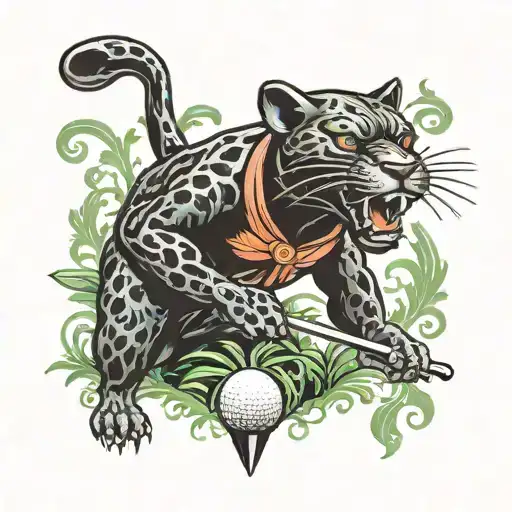Panther Playing Golf