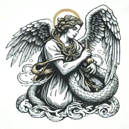 Guardian Angel Defeating Snake