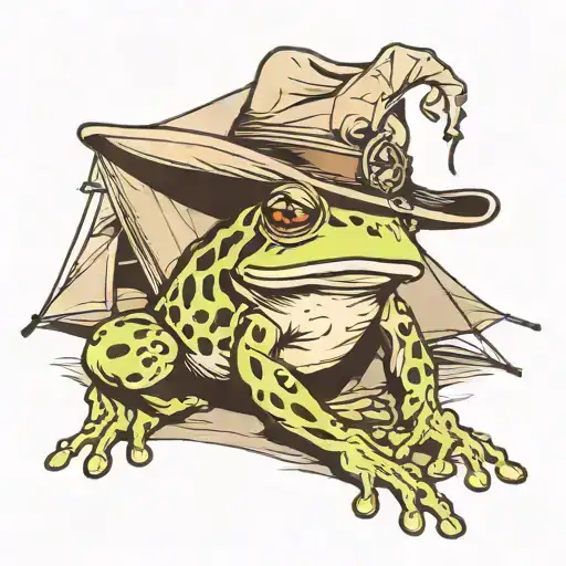 Frog Wearing A Cowboy Hat Outside A Tent
