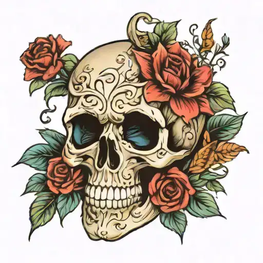 Skull And Flowers