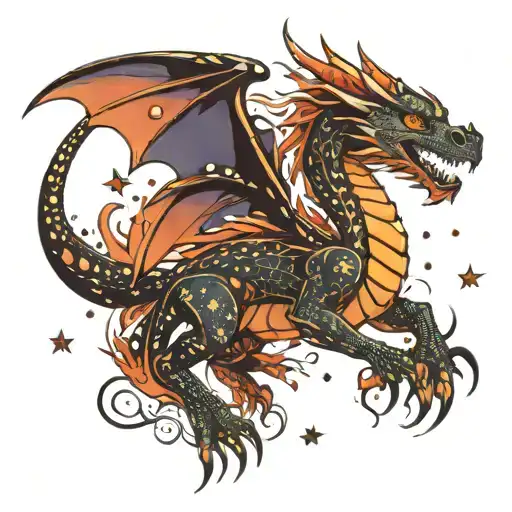 Fantasy Dragon With Star Constellation