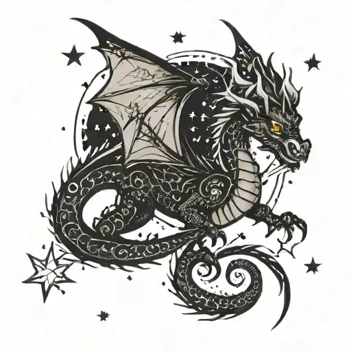 Fantasy Dragon With Star Constellation
