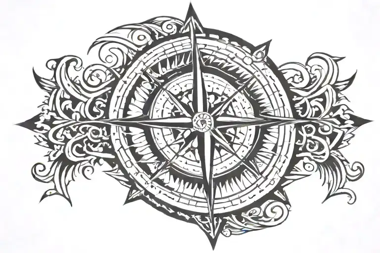 Compass With Tribal Stripes
