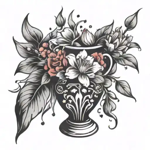 Fancy Vase Full Of Space Flowers Blossom Petals Falling