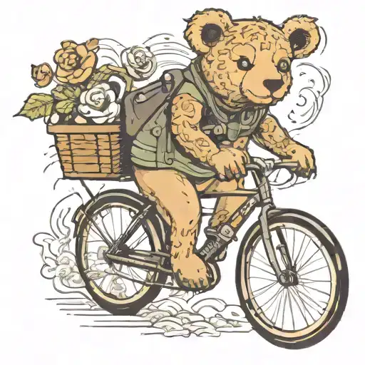 Teddy Bear Bike Messenger Riding A Fixed Gear Bike