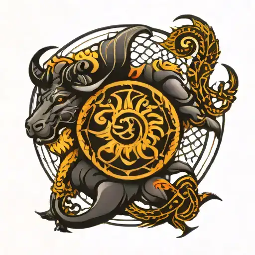 Mandala Style Zodiac Scorpio And Leo Sign Intertwined