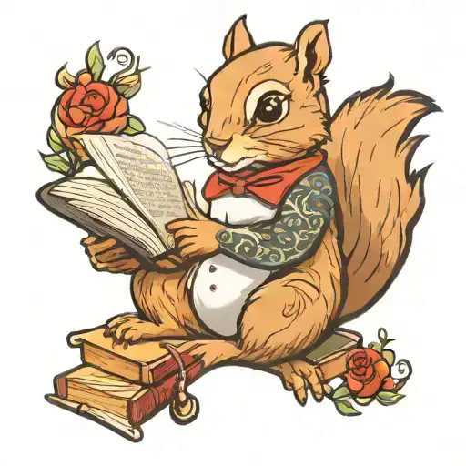 Squirrel Reading A Book