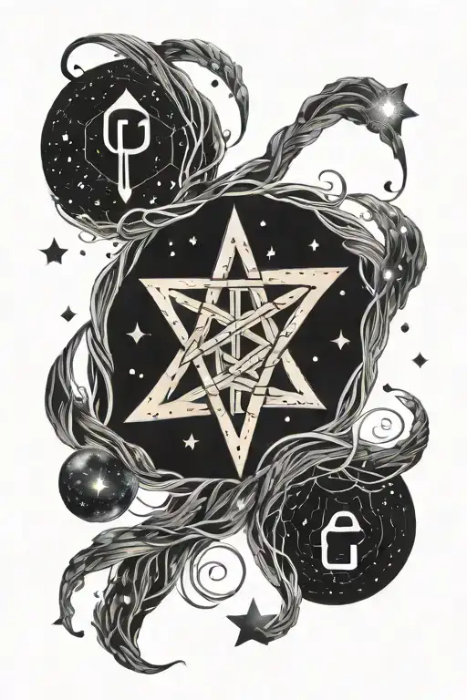 Galaxy Filled With Stars White Viking Runes Intertwined