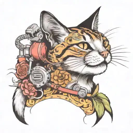 Cat With A Cigarette And Headphones