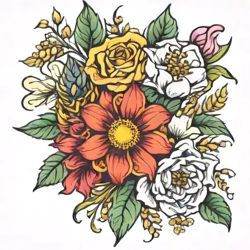 July August September October Birth Flower Bouquet