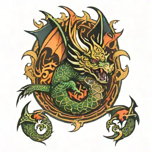 Celtic Dragon Breathing Fire