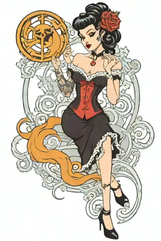 Pinup Girl Goth Death Satanic Black Hair