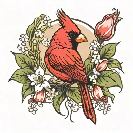 Cardinal With Lily Of The Valley