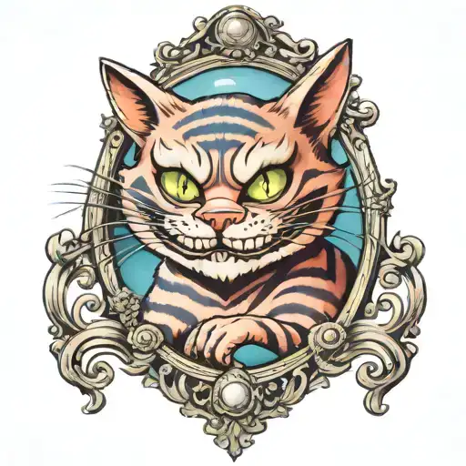Original Cheshire Cat Seeing New Cheshire Cat In Mirror