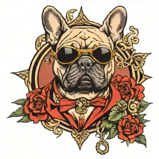 Gangster French Bulldog With Sunglasses On