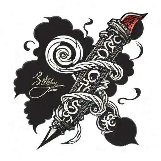 Vertical Spine Tattoo Of The Word Storm In Light Night Font