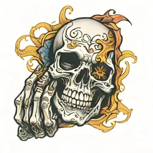 Skull With Hands Covering Face