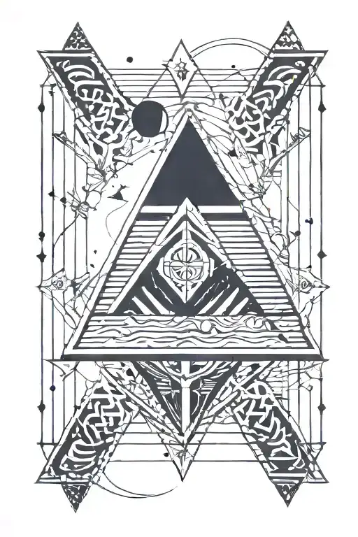 Black Pyramid Geometric Lines With Sagittarius Zodiac Sign