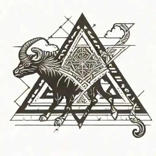 Black Pyramid Geometric Lines With Sagittarius Zodiac Sign