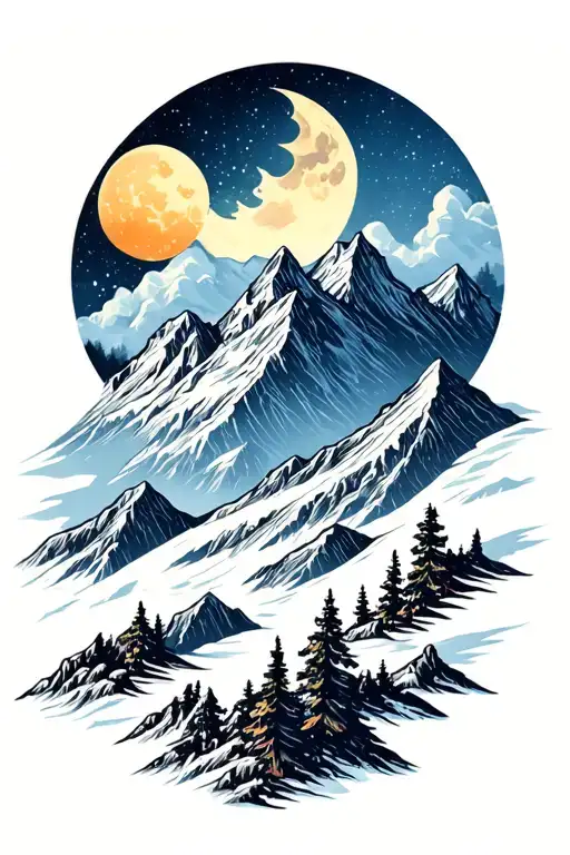 Mountain With Small Moon