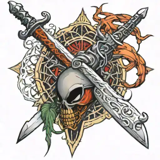 Sword With Spider Hanging On By Spierweb