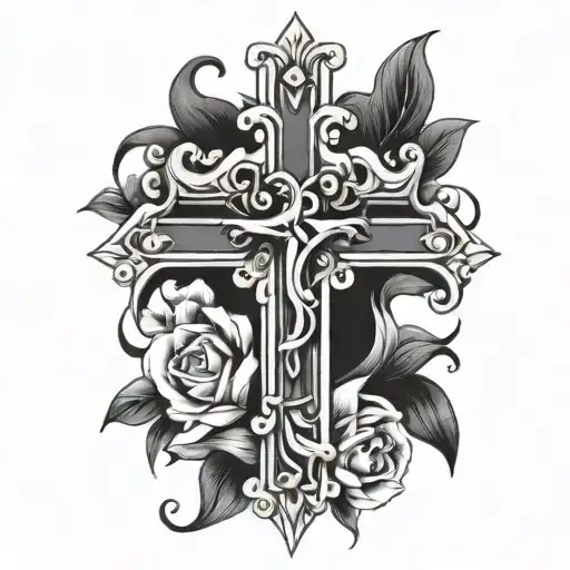 2 Cross Tattoo Black And White