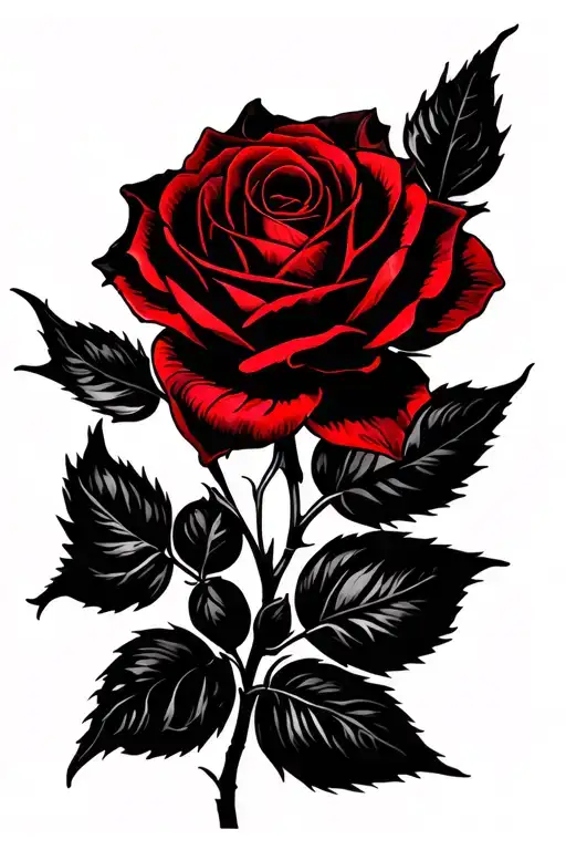 Whole Red-black Rose In The Process Of Flowering