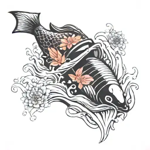 Urn Pouring Water With Koi