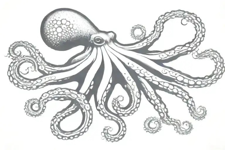 Octopus Silhouette Filled With Nebula Star