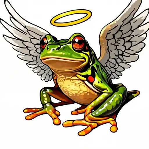 Frog With Angel Wings And Halo