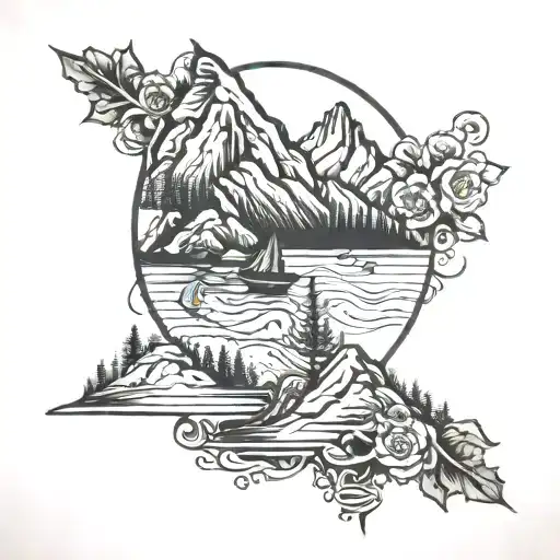 Mountain Line Tattoo With Date
