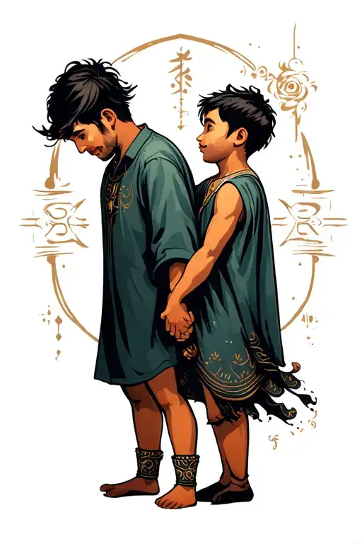 Father & Son Holding Hands