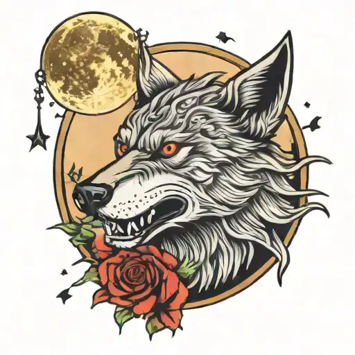 Satanic Lone Wolf Howling At The Moon