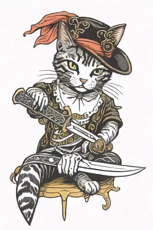 Knife And Cat Playing