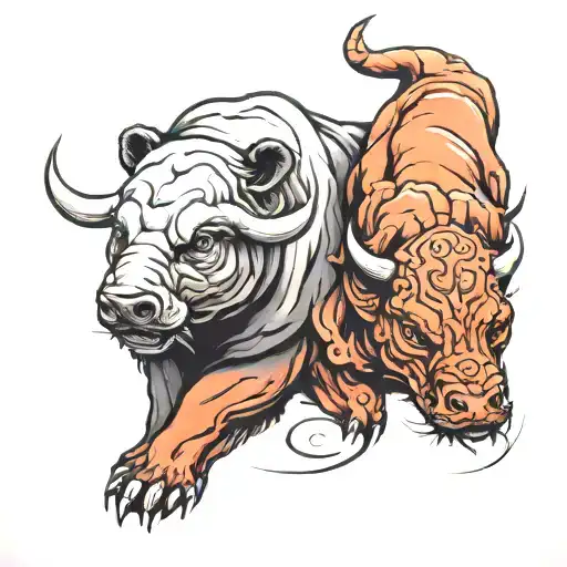 Yin Yang Bull Bear Realistic