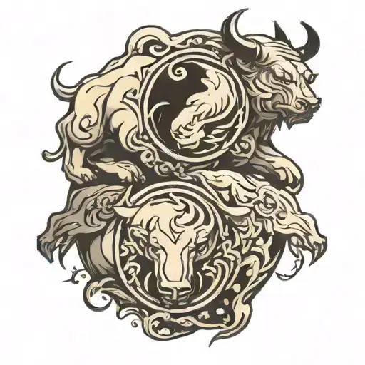 Yin Yang Bull Bear Black