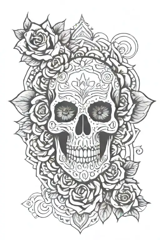 Skull Rose Mandala Design Incorporating